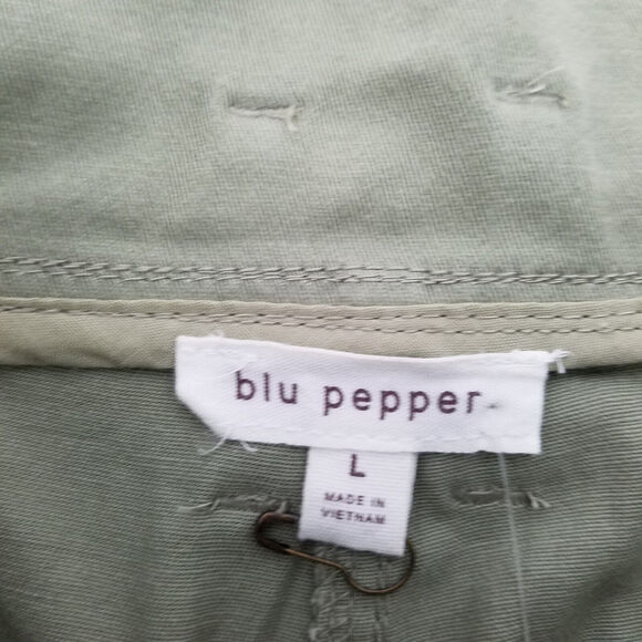 Blu Pepper Shorts Womens Large Green High Rise Mom Belted Cuffed Hem - Picture 9 of 14